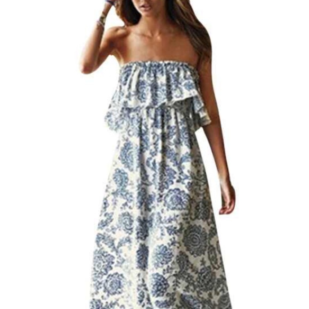 NWOT Strapless boho maxi dress